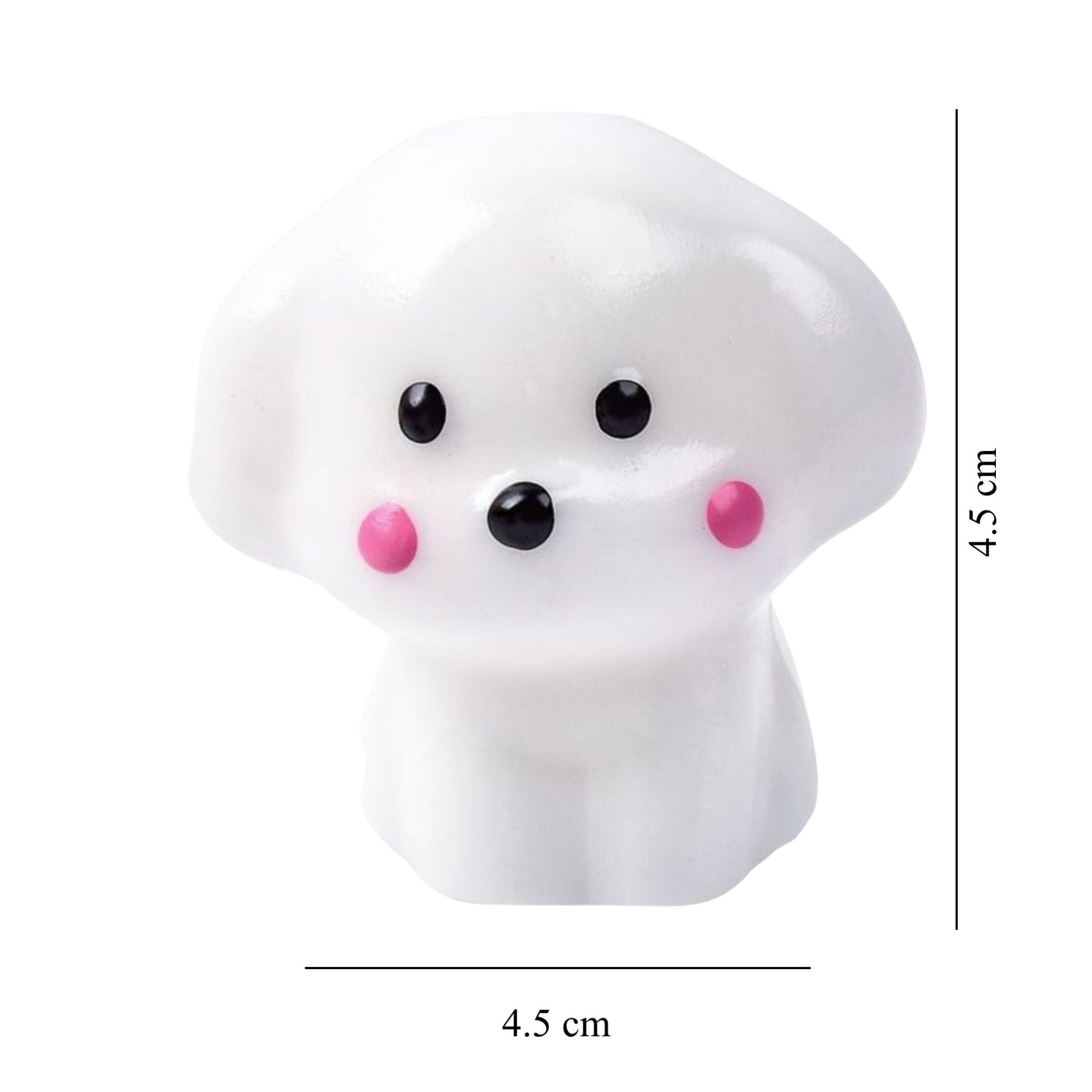 Jucarie Interactiva Antistres pentru Copii, Klevo, Squishy Catelus Kawaii, Silicon Moale, 4.5 x 4.5 cm, Alb/Roz