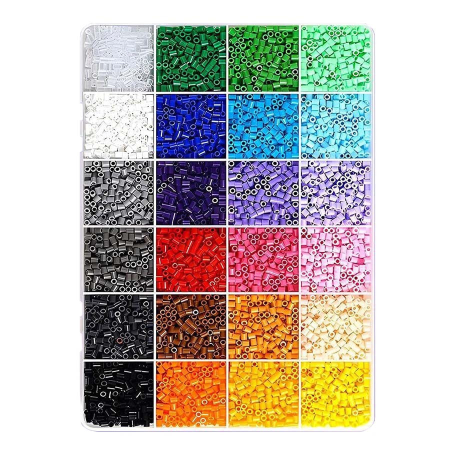 Kit de Margele Perle, Klevo, Set DIY 3D din 24 de Culori, 2000 de piese, Instrumente pentru Margele Incluse, 2.6 mm in cutie, Multicolor
