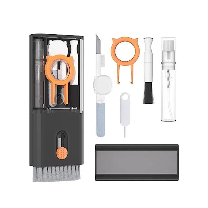 Kit Multifunctional de Curatare Produse Electronice 10in1, Klevo, pentru Laptop, Tastatura, Telefon, Casti, Negru