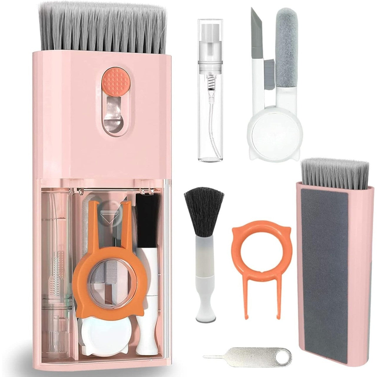 Kit Multifunctional de Curatare Produse Electronice 10in1, Klevo, pentru Laptop, Tastatura, Telefon, Casti, Roz