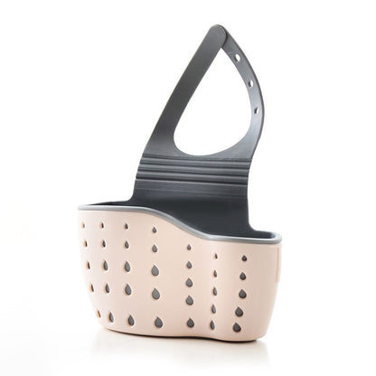 Suport Scurgere pentru Burete si Laveta de Vase Bucatarie, Klevo, Roz, Curea Reglabila, Plastic Flexibil, 15x 5x 21cm