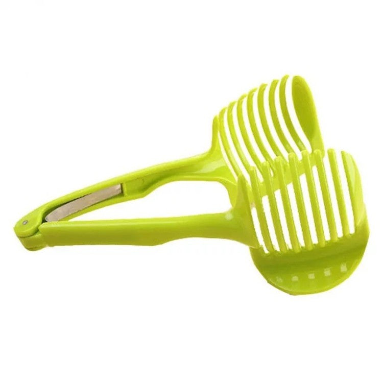 Ustenisla de bucatarie tip cleste pentru feliat fructe si legume Klevo, material ABS, 8 x 18.5 cm, verde