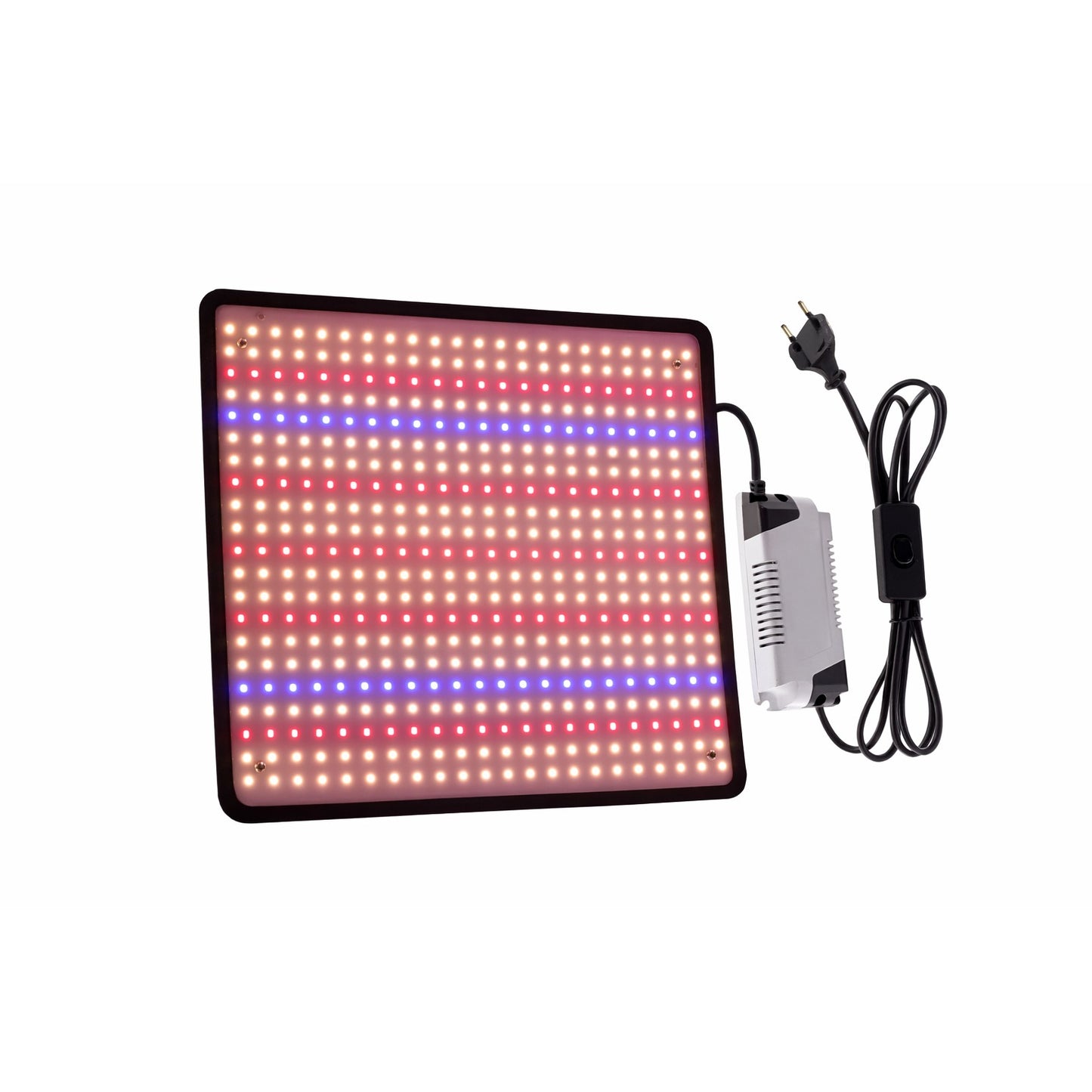 Lampa Crestere Plante, Klevo, Model Keel Edge, 500 LED, 85-265 V, 45 W, Spectru Alb Cald, Rosu si Albastru, 30 x 30 cm, Negru