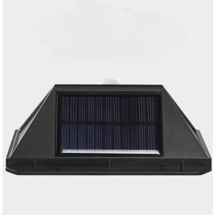 Lampa cu incarcare solara pentru exterior, 100 LED cu distanta de inductie, montaj pe perete, fara cabluri, cu 4 fete, Klevo