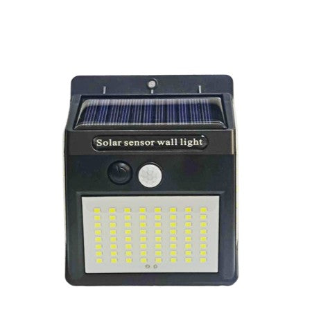 Lampa cu incarcare solara si senzor de miscare pentru exterior, 64 LED cu distanta de inductie, montaj pe perete, fara cabluri, Klevo