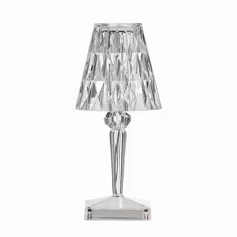 Lampa de birou pe LED RGB 16, Klevo, dimmer tactil, 3 nivele de intensitate, incarcare USB, 3W, Cristal Acrilic, 26x12 cm, cu telecomanda, transparent