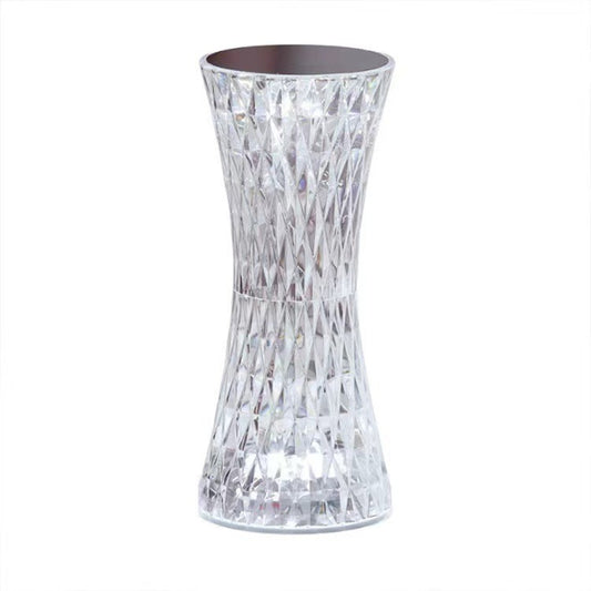 Lampa de birou pe LED RGB 16, Klevo, dimmer tactil, 3 nivele de intensitate, incarcare USB, 3W, Cristal Acrilic, 8x19 cm, cu telecomanda, forma vaza, model 2, transparent