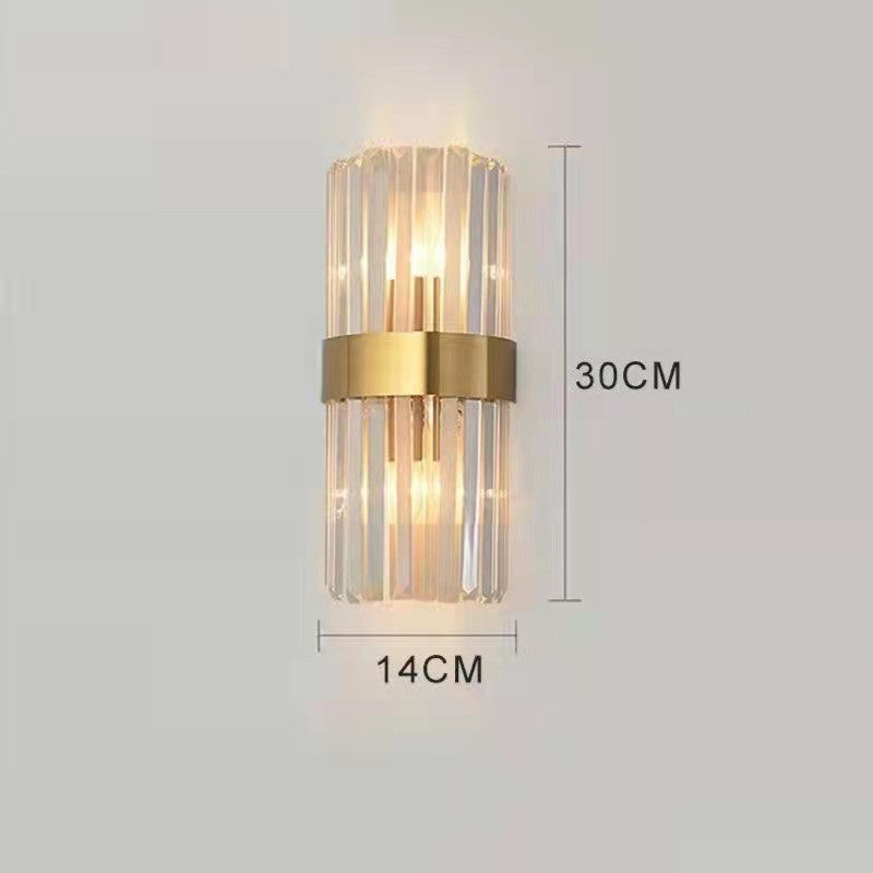 Lampa de Perete in Interior, Klevo, Lampa de Lux pentru Decor de Interior, Corp de Iluminat Tip aplica, din Inox Auriu si Cristal, Lumina Calda Rece Neutra, 30 x 14 cm, Ideal pentru Camere Mici si Medii, Transparent Auriu