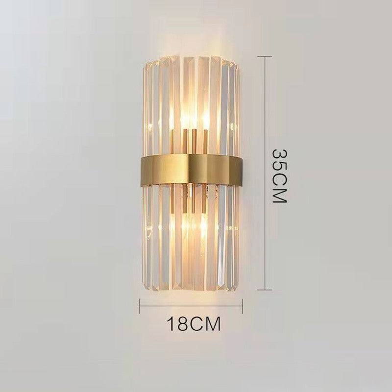 Lampa de Perete in Interior, Klevo, Lampa de Lux pentru Decor de Interior, Corp de Iluminat Tip aplica, din Inox Auriu si Cristal, Lumina Calda Rece Neutra, 35 x 18 cm, Ideal pentru Camere Mici si Medii, Transparent Auriu