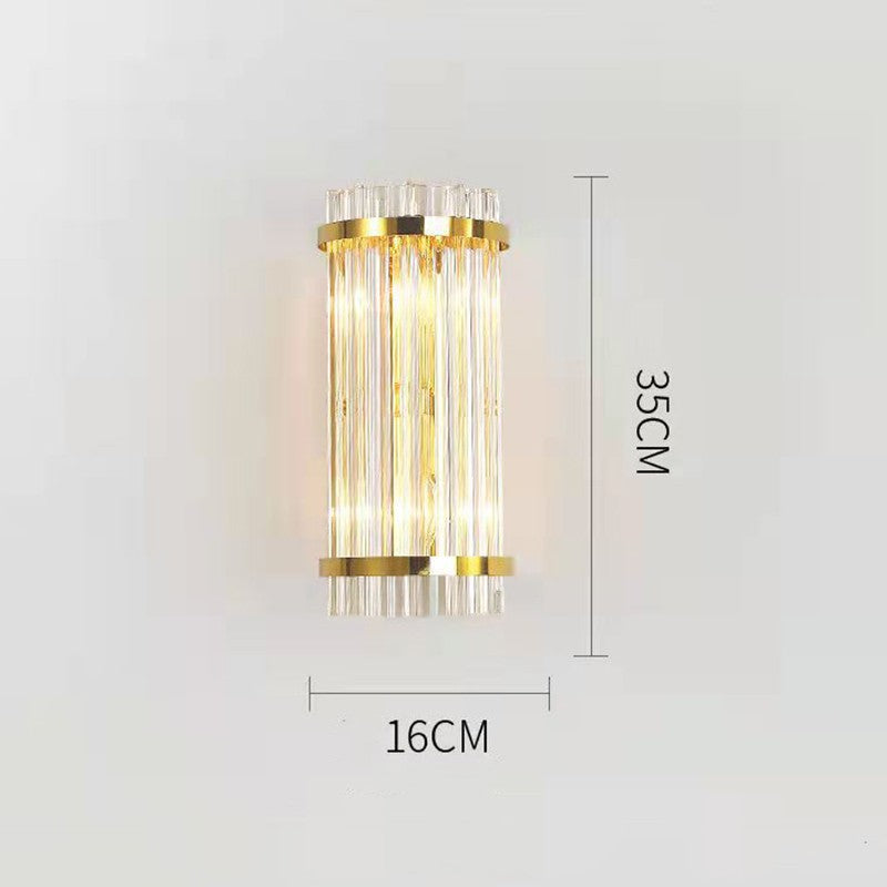 Lampa de Perete in Interior, Klevo, Lampa de Lux pentru Decor de Interior, Corp de Iluminat Tip aplica, din Inox Auriu si Cristal, Lumina Calda Rece Neutra, 35 x 16 cm, Ideal pentru Camere Mici si Medii, Transparent Auriu