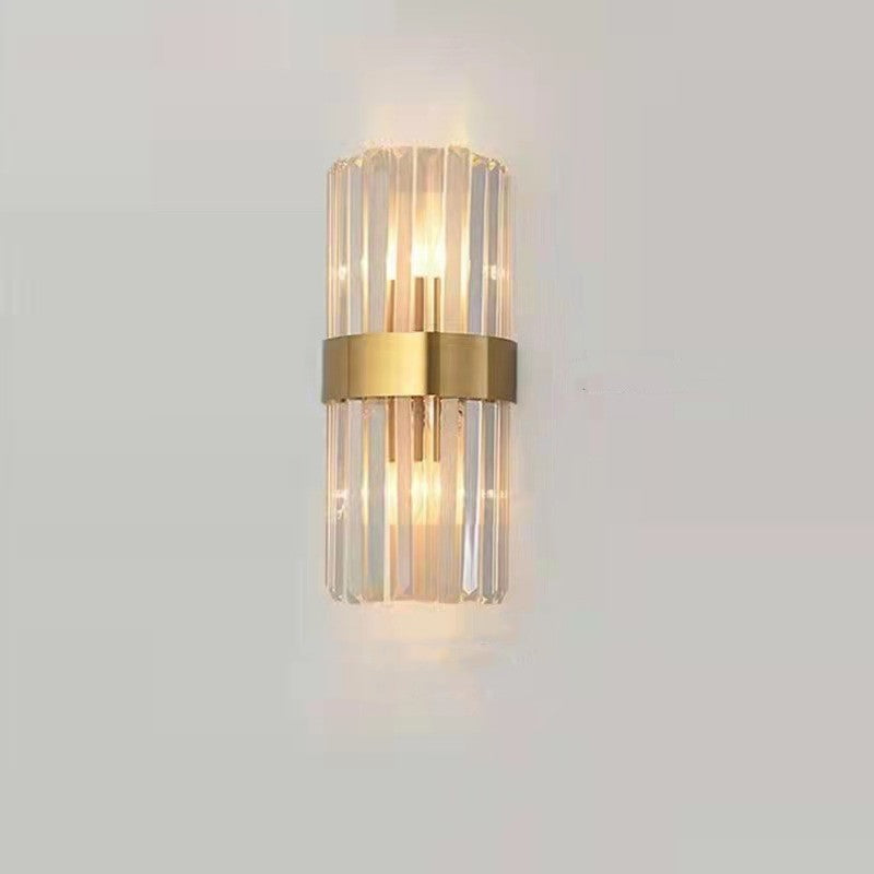 Lampa de Perete in Interior, Klevo, Lampa de Lux pentru Decor de Interior, Corp de Iluminat Tip aplica, din Inox Auriu si Cristal, Lumina Calda Rece Neutra, 30 x 14 cm, Ideal pentru Camere Mici si Medii, Transparent Auriu