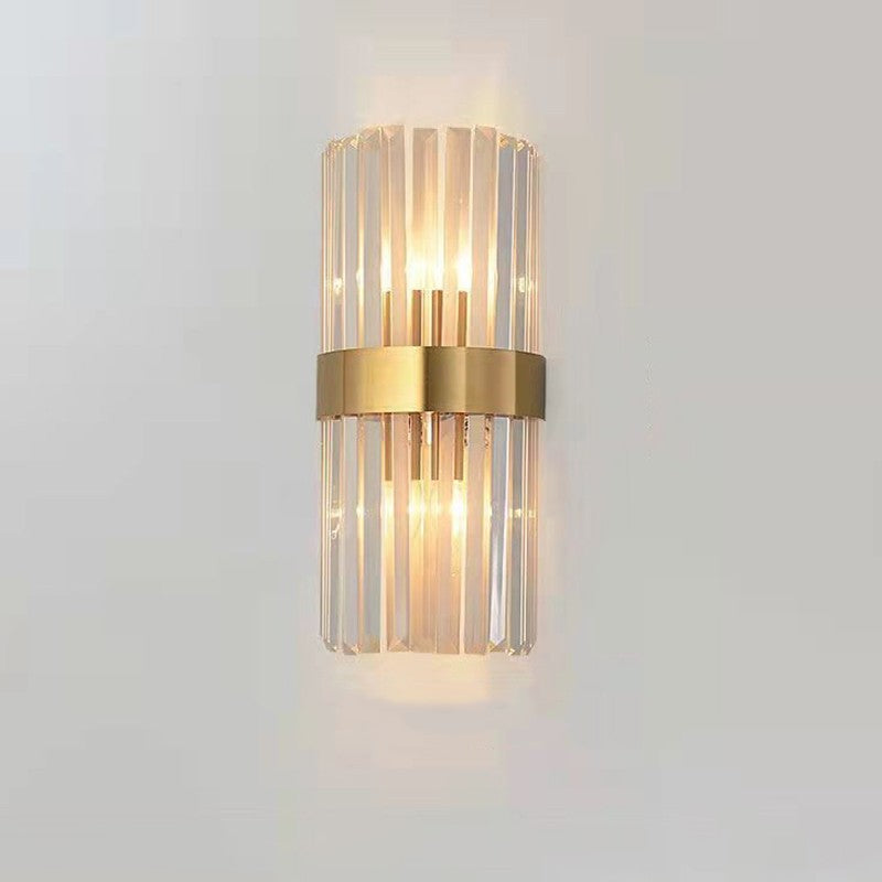 Lampa de Perete in Interior, Klevo, Lampa de Lux pentru Decor de Interior, Corp de Iluminat Tip aplica, din Inox Auriu si Cristal, Lumina Calda Rece Neutra, 35 x 18 cm, Ideal pentru Camere Mici si Medii, Transparent Auriu