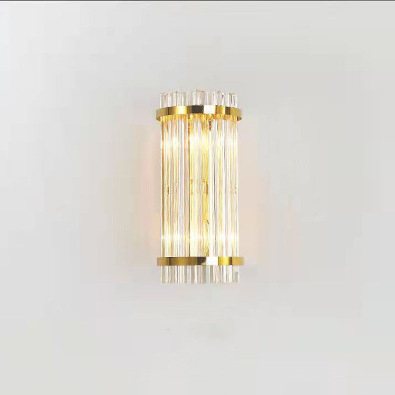 Lampa de Perete in Interior, Klevo, Lampa de Lux pentru Decor de Interior, Corp de Iluminat Tip aplica, din Inox Auriu si Cristal, Lumina Calda Rece Neutra, 35 x 16 cm, Ideal pentru Camere Mici si Medii, Transparent Auriu