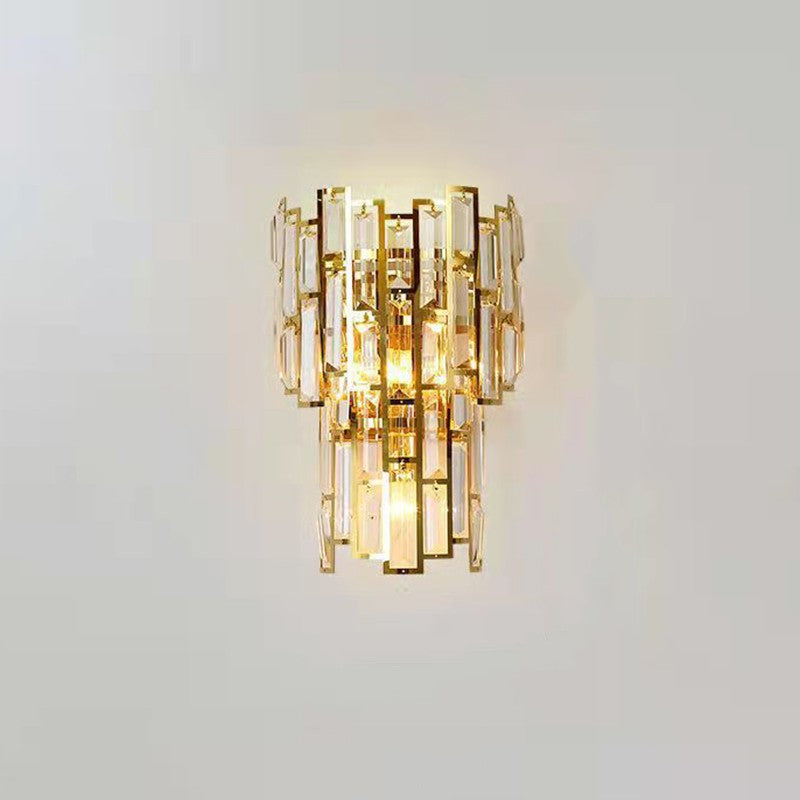 Lampa de Perete in Interior, Klevo, Lampa de Lux pentru Decor de Interior, Corp de Iluminat Tip aplica, din Inox Auriu si Cristal, Lumina Calda Rece Neutra, 39x24 cm, Ideal pentru Camere Mici si Medii, Auriu