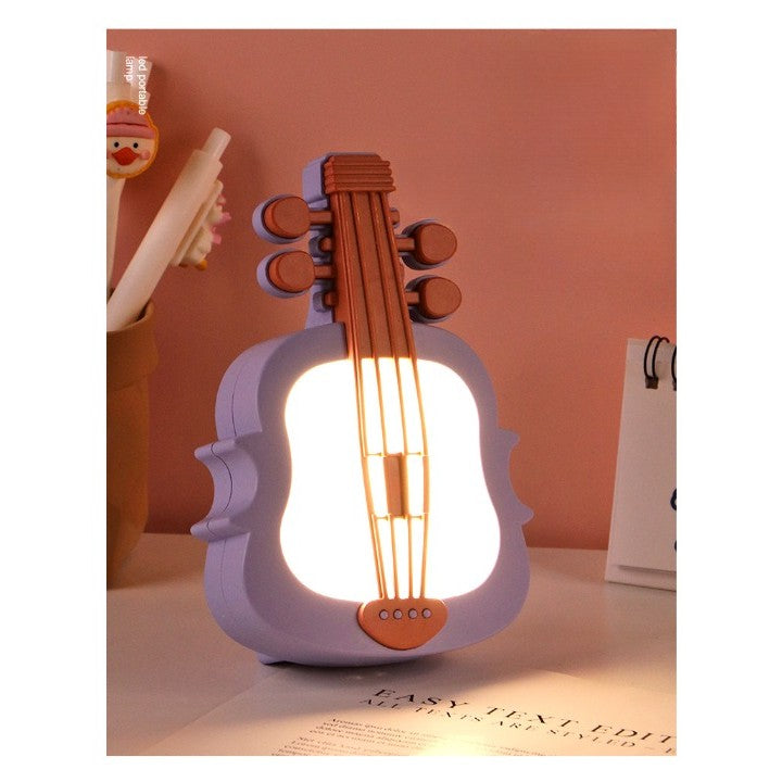 Lampa de Veghe, Klevo, cu Protectie pentru Ochi, Model Violina, Lumina Calda, Incarcare USB, ABS, 14.3x5x9.9 cm, Mov/ Portocaliu