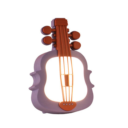 Lampa de Veghe, Klevo, cu Protectie pentru Ochi, Model Violina, Lumina Calda, Incarcare USB, ABS, 14.3x5x9.9 cm, Mov/ Portocaliu