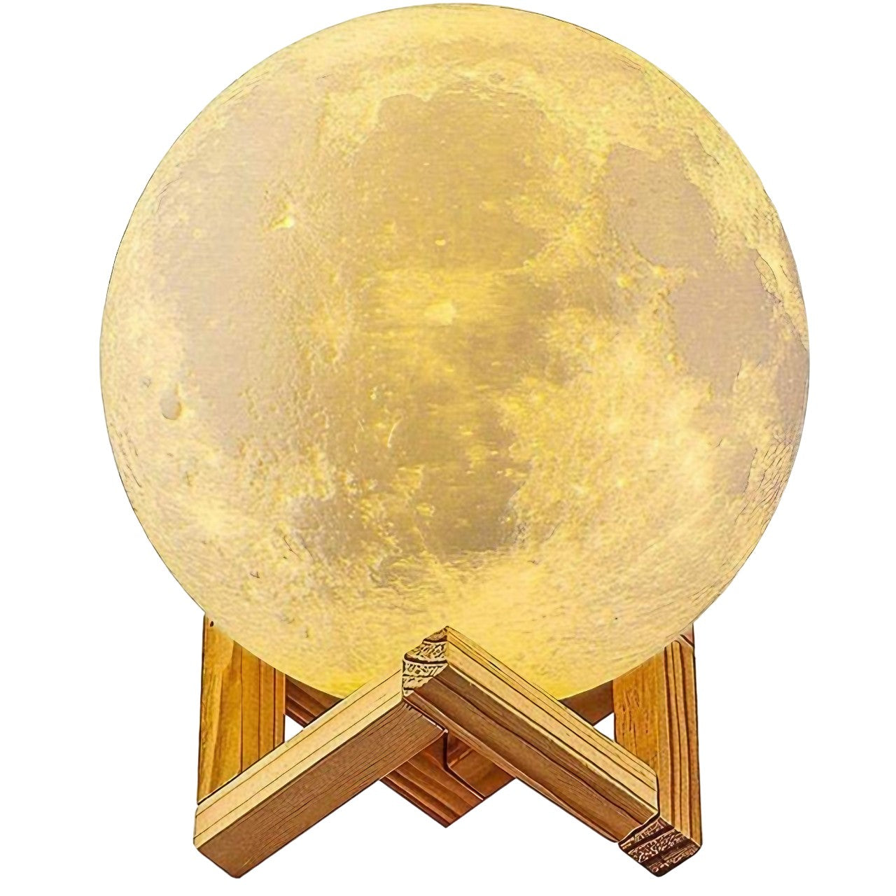 Lampa de veghe in forma de luna cu stele 3D Moon Light, Acumulator integrat, alimentare USB, stand din plastic inclus, 13 cm, 16 culori, Multicolor, Telecomanda inclusa, Klevo
