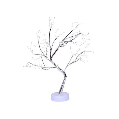 Lampa de veghe LED cu baterii si USB, Klevo, Model Copac din cupru, Alb cald