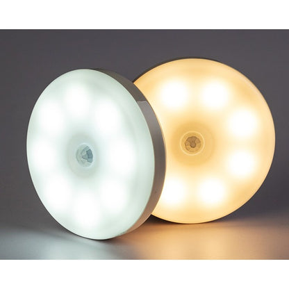 Lampa de Veghe LED, Klevo, cu Senzor de Miscare, Incarcare USB, 0.6W, 300mAh, Design Rotund, Alb, 8.5x2.3 cm