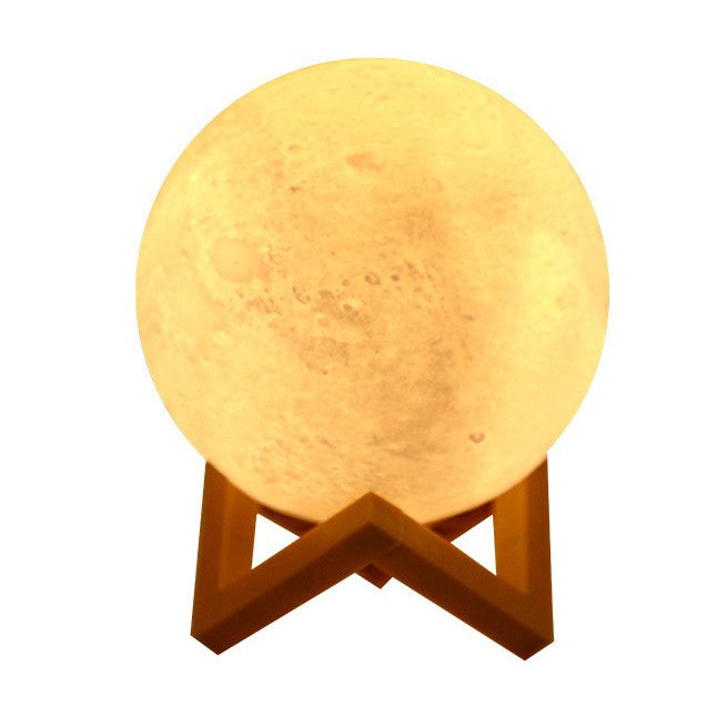 Lampa de veghe luna 3D Moon Light, lumina LED alb cald, alimentare baterii, fara acumulator, stand din plastic inclus, 12 cm, Klevo