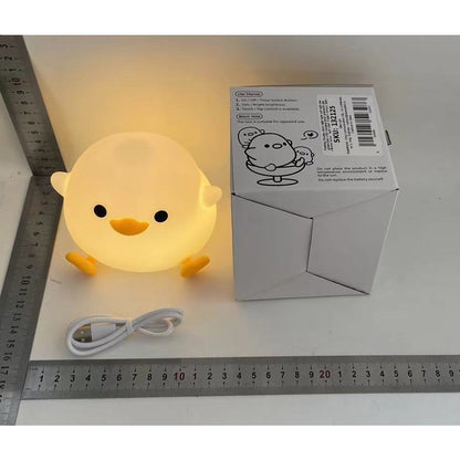 Lampa de Veghe pentru Copii, Klevo, din Silicon, Senzor Tactil, Model Ratusca, Lumina Calda, Timer Automat, Protectie pentru Ochi, Incarcare USB Putere 0.5W, Capacitate Baterie Incorporata 800mAh, 12.2x10.5x9.2 cm, Alb