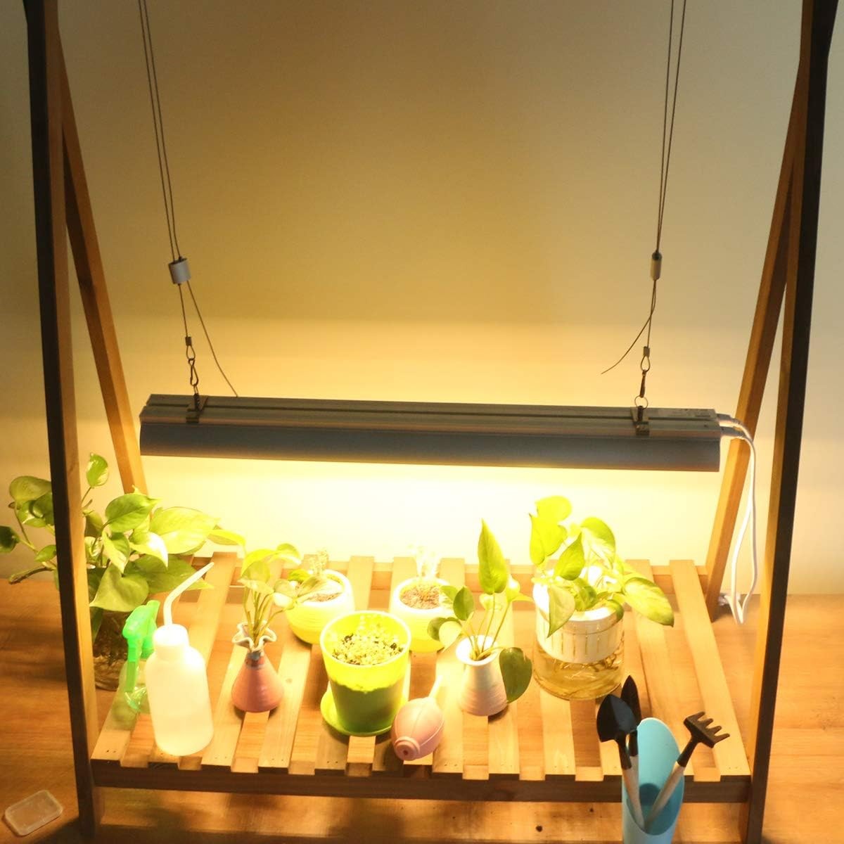 Lampa dubla pentru cresterea plantelor Klevo, 50 cm, T5, tehnologie LED, nu afecteaza plantele, potrivit pentru intregul ciclu de crestere, lumina alb calda