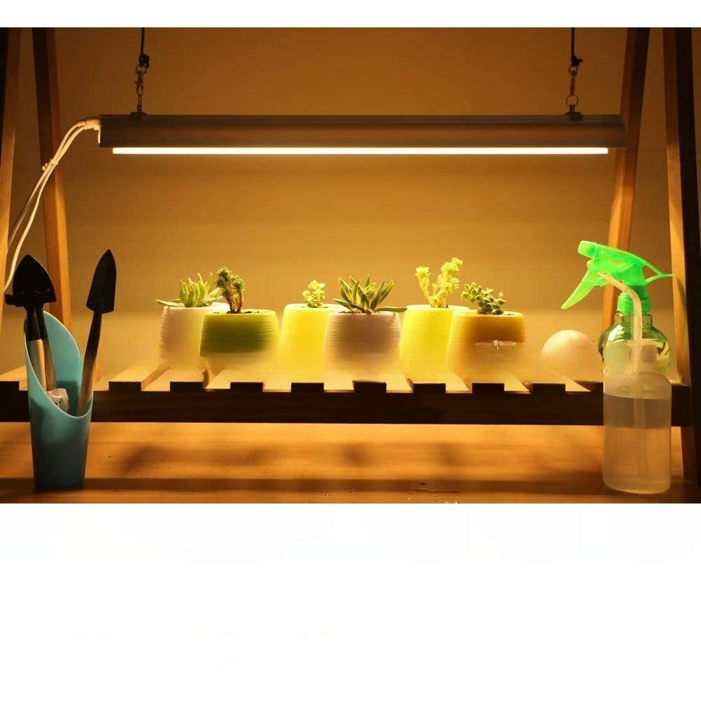 Lampa dubla pentru cresterea plantelor Klevo, 50 cm, T5, tehnologie LED, nu afecteaza plantele, potrivit pentru intregul ciclu de crestere, lumina alb calda