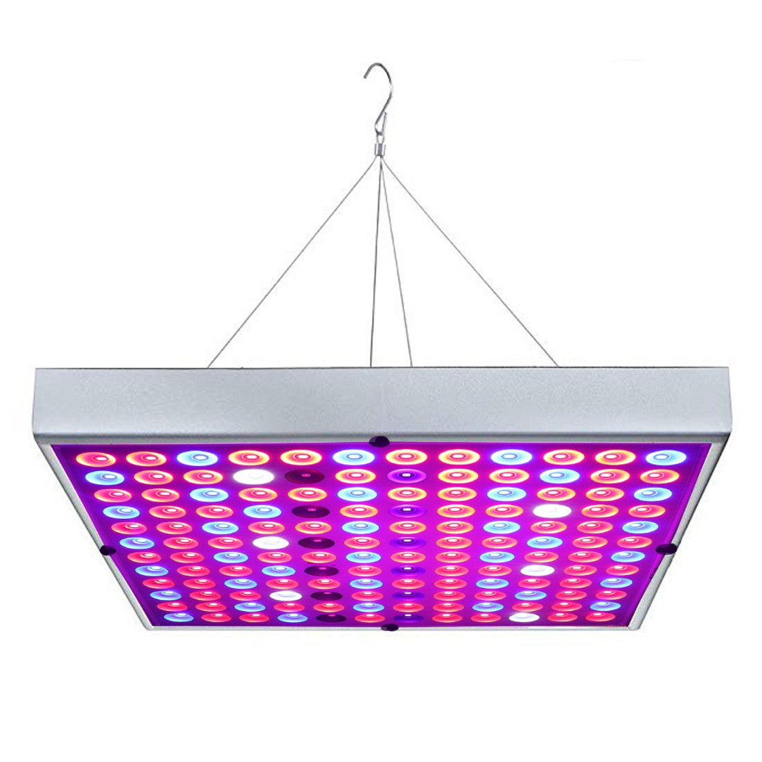 Lampa LED 45W Klevo, pentru cresterea plantelor in interior, 225 de leduri, 165 leduri rosii, 60 albastre, 30 x 30 cm, multicolor