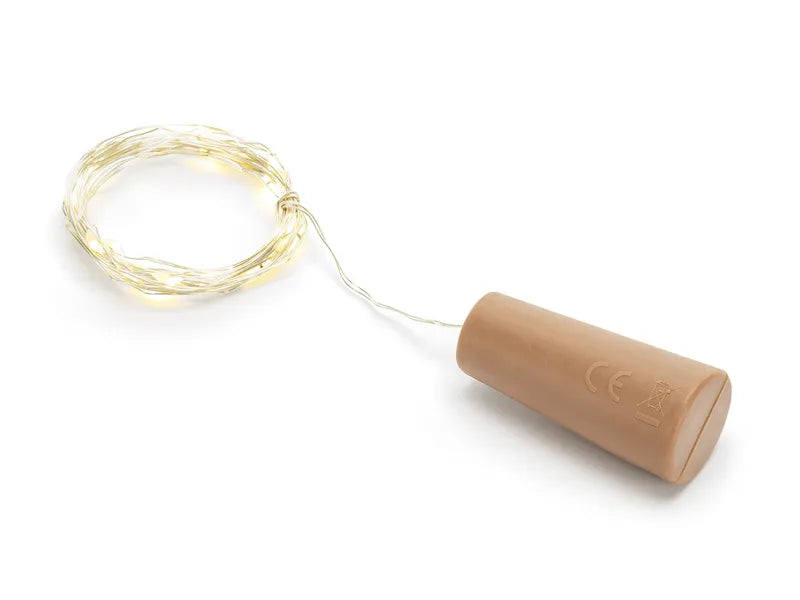 Lampă LED cu dop de sticlă, alb cald, 197 cm