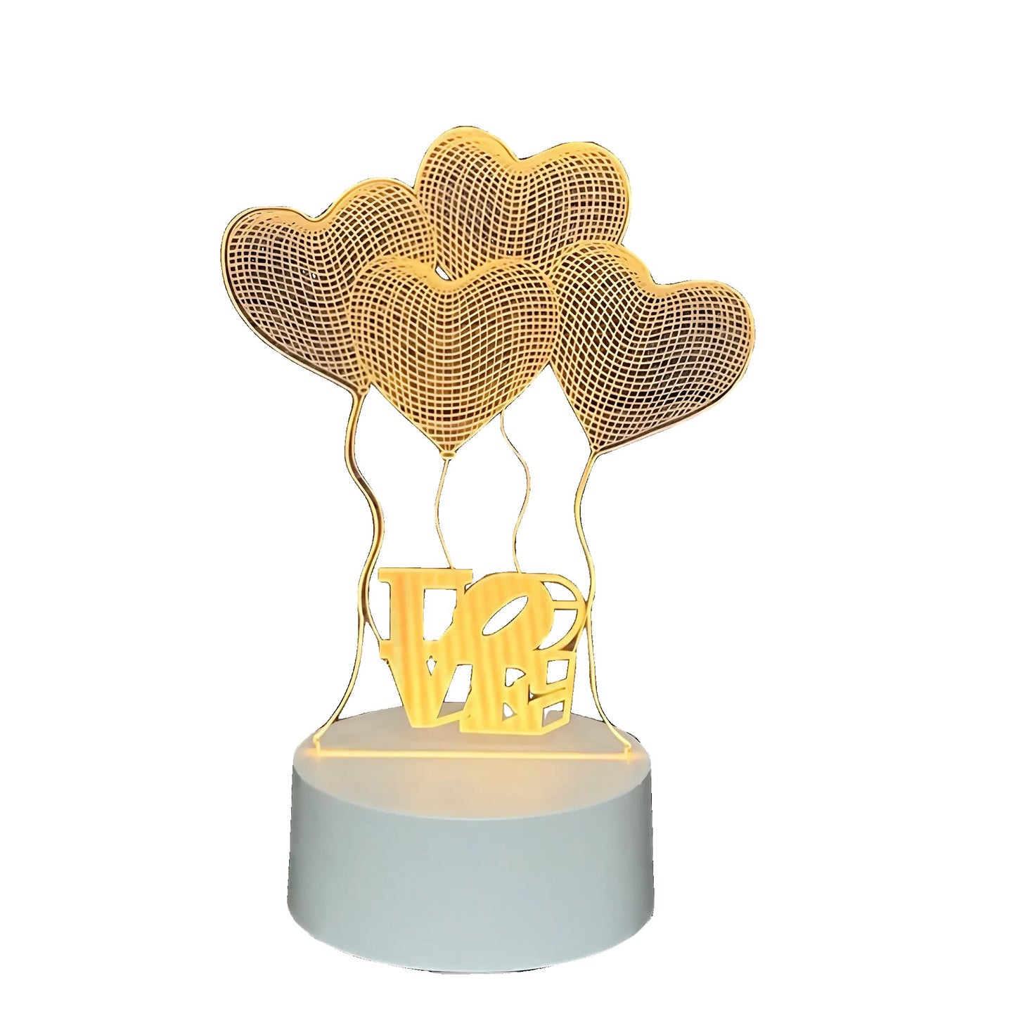 Lampa LED decorativa, Klevo, 3D, Baloane Love, din material acril si lumina multicolora, alb