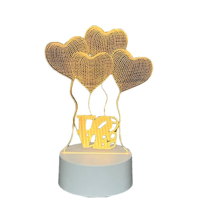 Lampa LED decorativa, Klevo, 3D, Baloane Love, din material acril si lumina multicolora, alb