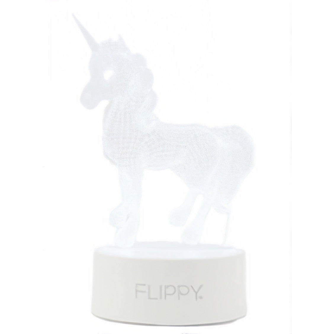 Lampa LED decorativa, Klevo, 3D, Unicorn, cu USB si baterii, 20 cm inaltime, din material acril, lumina multicolora si telecomanda inclusa, alb