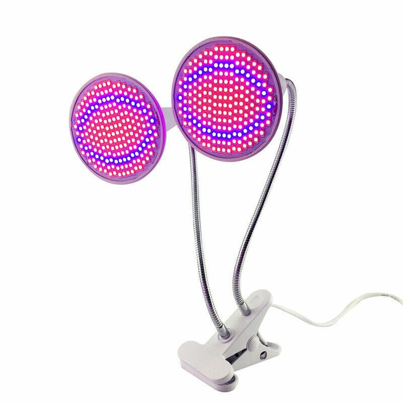 Lampa pentru cresterea plantelor de interior, Klevo, cap dublu, nu emana caldura, 290 leduri, 2 culori , prindere cu clips, 46x11.5x9.2 cm