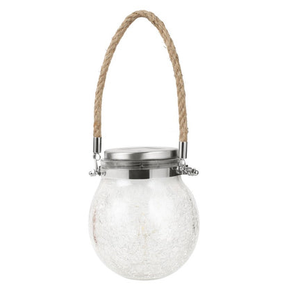 Lampa solara decorativa pentru exterior Klevo, IP65, 20 LED-uri, 600mAh, 14 x 12 cm, cu agatatoare, model borcan rotund, multicolor