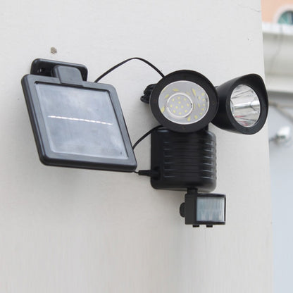 Lampa solara de tip decoratiune pentru gradina, Klevo, model felinar dublu cu senzor de miscare, alb rece