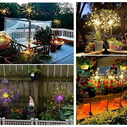 Lampa Solara, Klevo, Decor Gradina, Model Fireworks/Artificii, din Sarma de Cupru, 120 LED-uri, 55W, 90 cm, Alb Rece