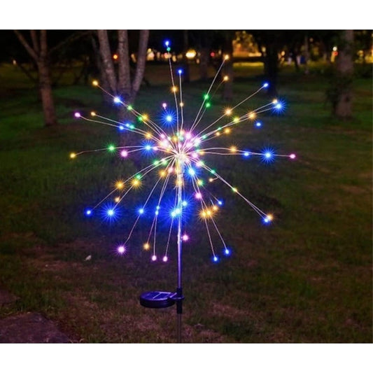 Lampa Solara, Klevo, Decor Gradina, Model Fireworks/Artificii, din Sarma de Cupru, 120 LED-uri, 55W, 90 cm, Multicolor