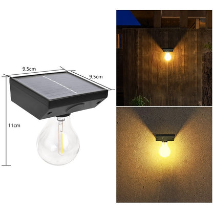Lampa solara Klevo, pentru exterior, tip bec, rezistenta la apa IP65, material ABS, baterie 3.7V, 1200 mah, 9.5 x 11 cm, autonomie 8 ore, senzor de miscare,  alb cald
