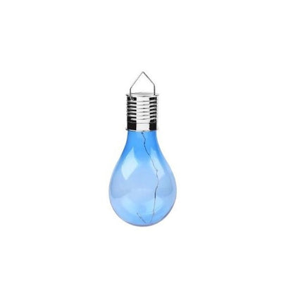 Lampa Solara LED Decorativa sub forma de Bulb, pentru exterior, suspendata, IP65, Ultron Albastru, Klevo
