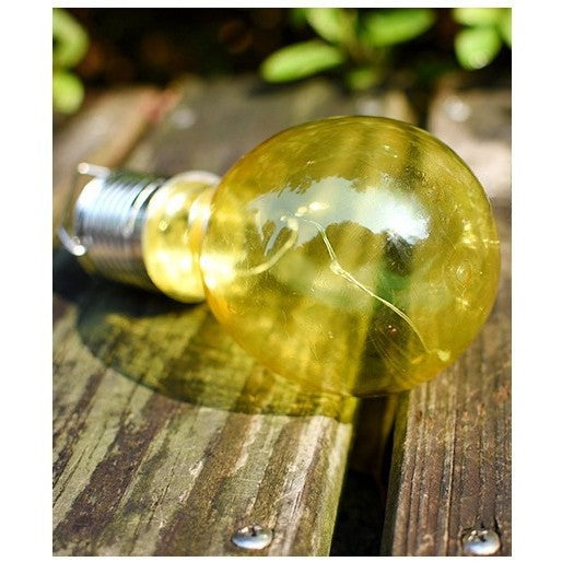 Lampa Solara LED Decorativa sub forma de Bulb, pentru exterior, suspendata, IP65, Ultron Galben, Klevo