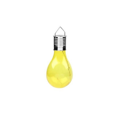 Lampa Solara LED Decorativa sub forma de Bulb, pentru exterior, suspendata, IP65, Ultron Galben, Klevo