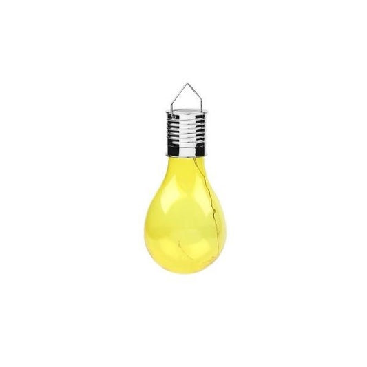 Lampa Solara LED Decorativa sub forma de Bulb, pentru exterior, suspendata, IP65, Ultron Galben, Klevo