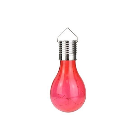 Lampa Solara LED Decorativa sub forma de Bulb, pentru exterior, suspendata, IP65, Ultron Rosu, Klevo