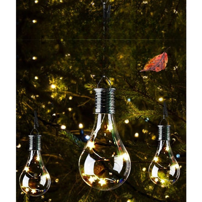 Lampa Solara LED Decorativa sub forma de Bulb, pentru exterior, suspendata, IP65, Ultron Transparent, lumina calda, Klevo