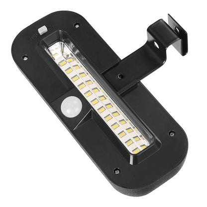 Lampa solara LED dreptunghiulara pentru perete Klevo, 18 x 7 cm, senzor miscare, 6V, ABS, 2200mAh, rezistent la apa, culoare alb rece, suport negru