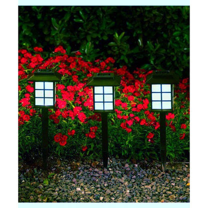Lampa solara pentru gradina, Klevo, Set 2 Bucati, Tip Felinar la Pamant, LED Lumina Albastra, 38 x 8.6 x 8.6 cm, Negru