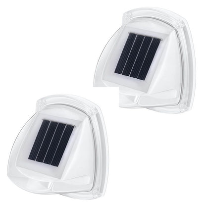Lampa Solara LED pentru Gradina, Klevo, Set 2 Bucati, Tip Aplica pe Perete, 8.5 x 9 cm, 2V, ABS, 600mAh, Rezistent la apa, 8 LED-uri Alb Calda, Alb