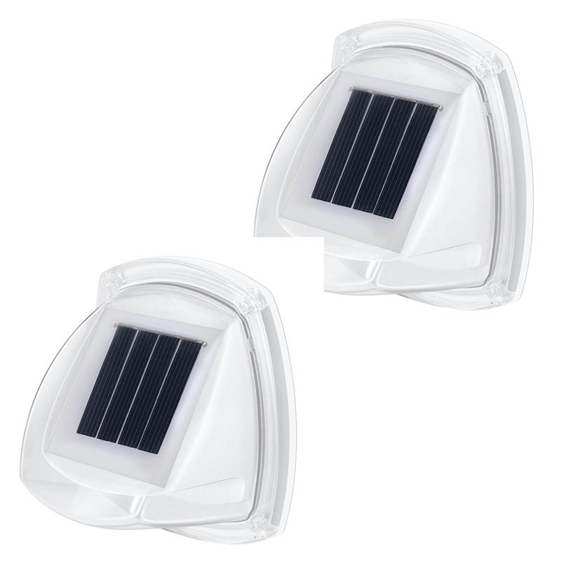 Lampa Solara LED pentru Gradina, Klevo, Set 2 Bucati, Tip Aplica pe Perete, 8.5 x 9 cm, 2V, ABS, 600mAh, Rezistent la apa, 8 LED-uri Alb Rece, Alb