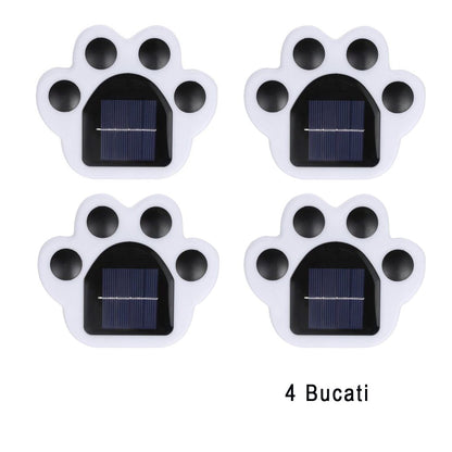 Set 4 Lampi Solare Led pentru Gradina, Klevo, Model Laba de Urs, 14 x 13 x 3 cm, Buton On-Off, Alb cald, Negru/Alb