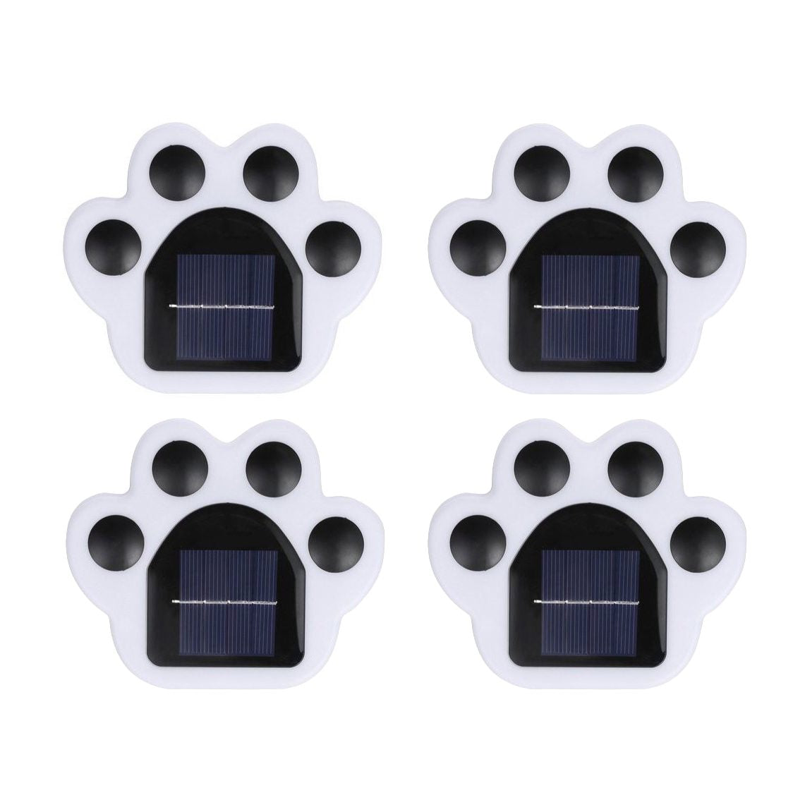 Set 4 Lampi Solare Led pentru Gradina, Klevo, Model Laba de Urs, 14 x 13 x 3 cm, Buton On-Off, Alb cald, Negru/Alb